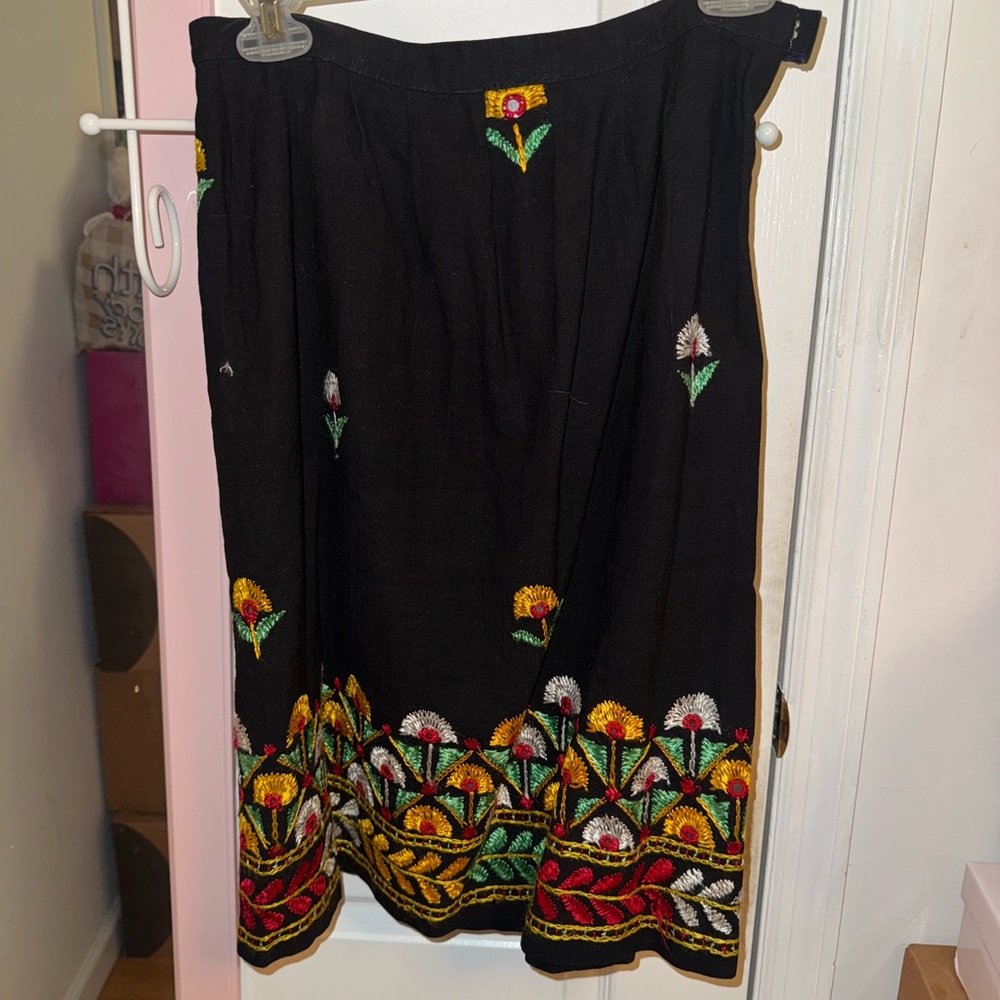 Embroidered Black Skirt